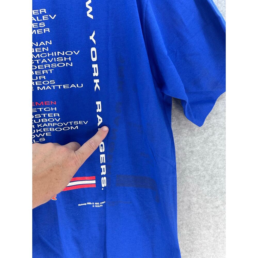 Nutmeg Mills Unisex XL VTG NWT Stanley Cup Champ Shirt 1994 New York Rangers NHL - Picture 8 of 12
